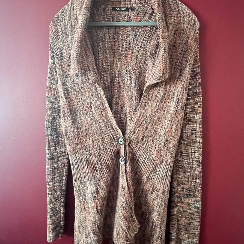 Nic+Zoe Two-button V-neck Cardigan: Size L